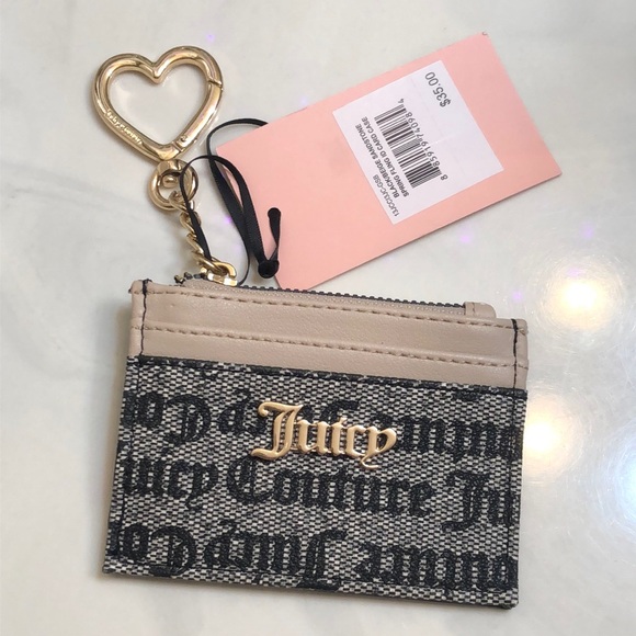 Juicy Couture Black Beige Sandstone Spring Fling ID Card Case NWT - Picture 4 of 16